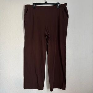 White Stag Brown Knit Cotton Blend Elastic Waist Petite Women's Casual Pants